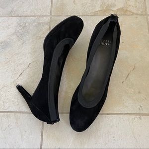 Stuart Weitzman Black Suede Heels Round Toe